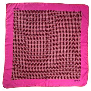 VTG Escada 100% Silk Geometric Hearts Pink Italian Fashion Scarf 34x34"